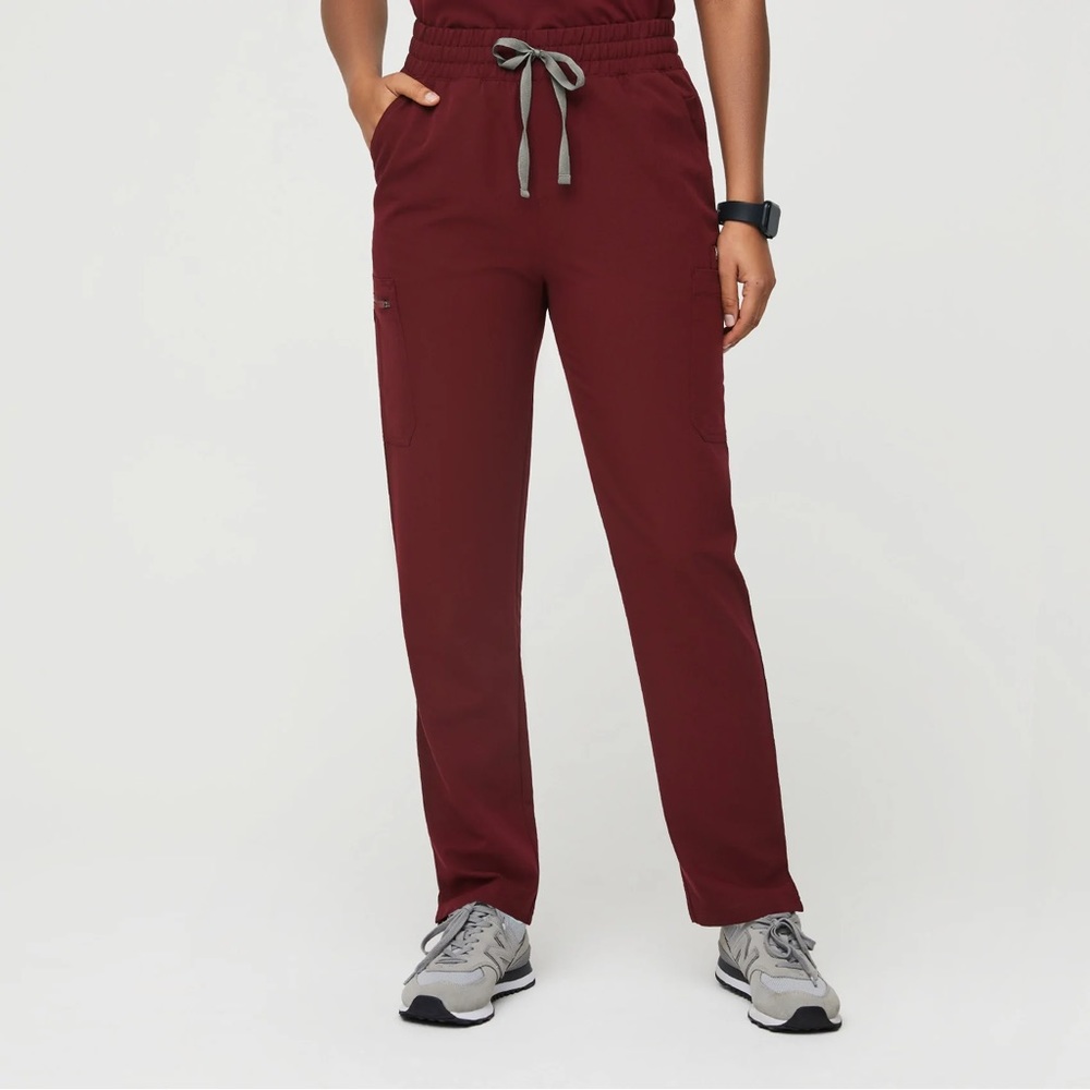 Figs Burgundy High Waisted Yola Scrub Pants (original waistband)